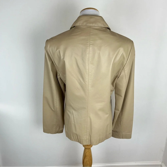 Vintage Nine West Tan Leather Jacket Size 10 - Picture 2 of 4